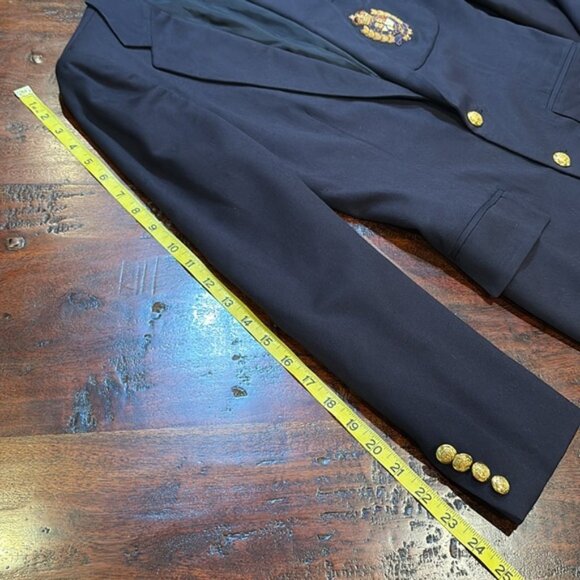 Vintage Ralph Lauren Wool Crest Logo Blazer Jacket Navy Blue Gold Buttons size 4 - Picture 13 of 15